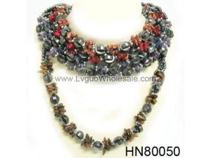 Assorted Colored Semi precious Chip Stone Beads Hematite Beads Stone Chain Choker Fashion Women Necklace